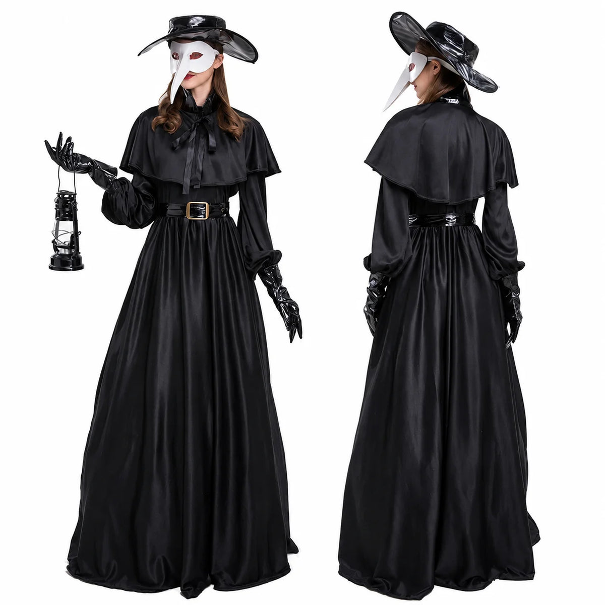 Women Plague Doctor Costume Set Medieval Gothic Cosplay Outfit