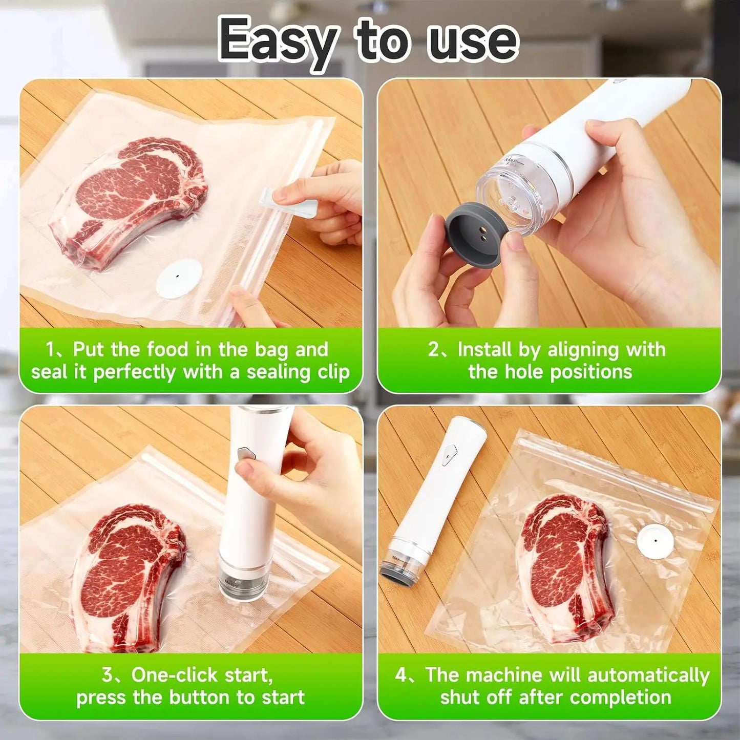 Cordless Automatic Vacuum Sealer For Kitchen Food Storage