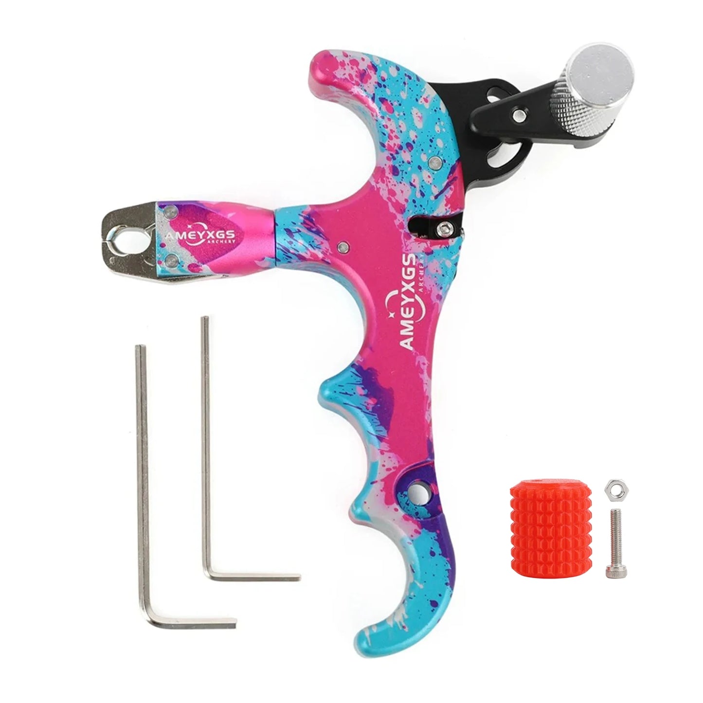 Compound Bow 4 Finger Release Aids Aluminum Alloy 360° Rotatable Jaws Left Right Hand Compatible Adjustable Trigger Archery Shooting Accessories