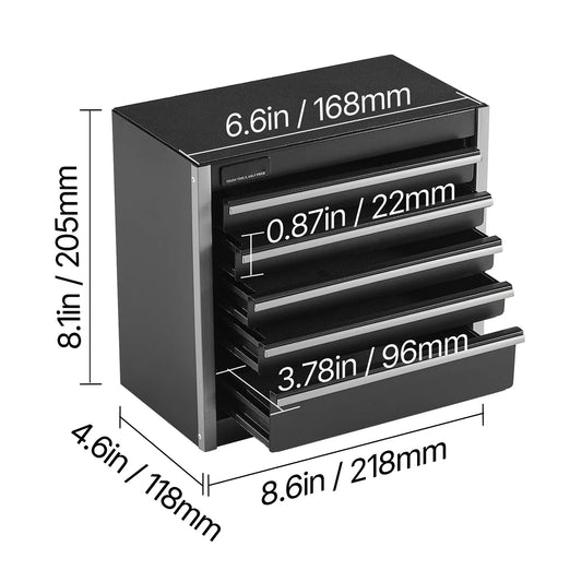 SucceBuy Five Drawer Metal Tool Box For Workshop Garage Storage