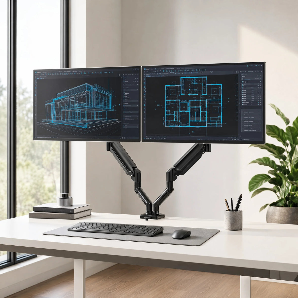 Dual Monitor Stand up to 33 Inches Screen, Load-Bearing Max 22 lbs Each Arm, Adjustable Dual Monitor Mount, Sturdy Steel VESA Monitor Mount with Stable VESA 75x75 100x100mm