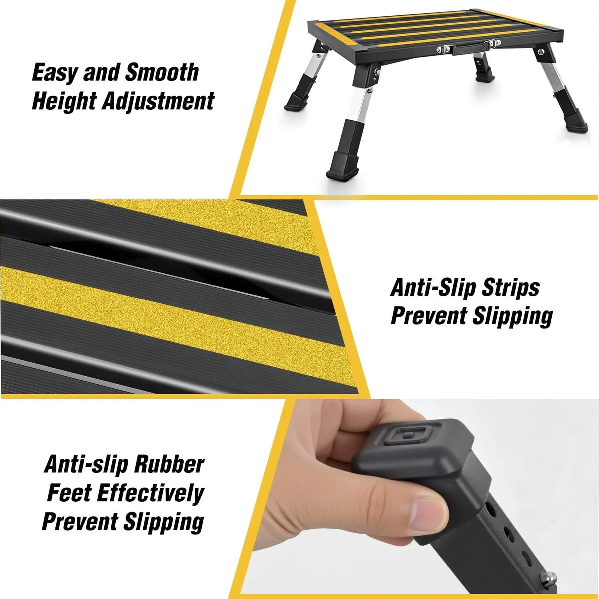 Nilight Portable RV Step Stool Folding Aluminum 19x14.5 Level Adjustable 500lbs Heavy Duty Anti Slip Platform for Camper Trailer