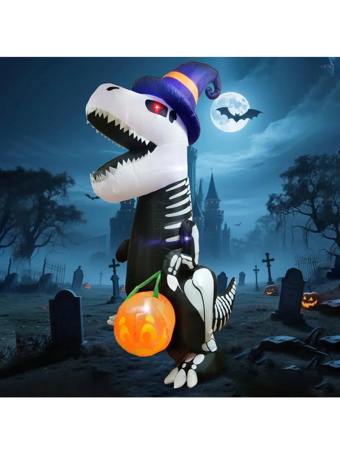 Joyfy Inflatable Skeleton Dinosaur Halloween Outdoor Decoration