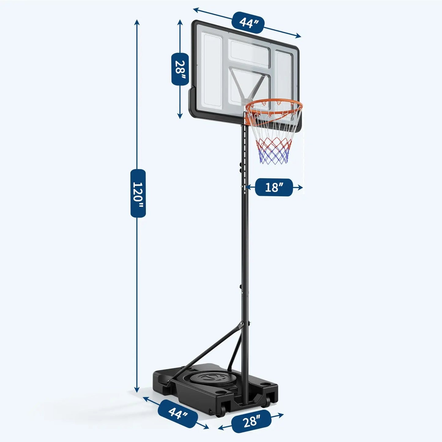 HiMISS Portable Outdoor Adjustable Basketball Hoop With Wheels