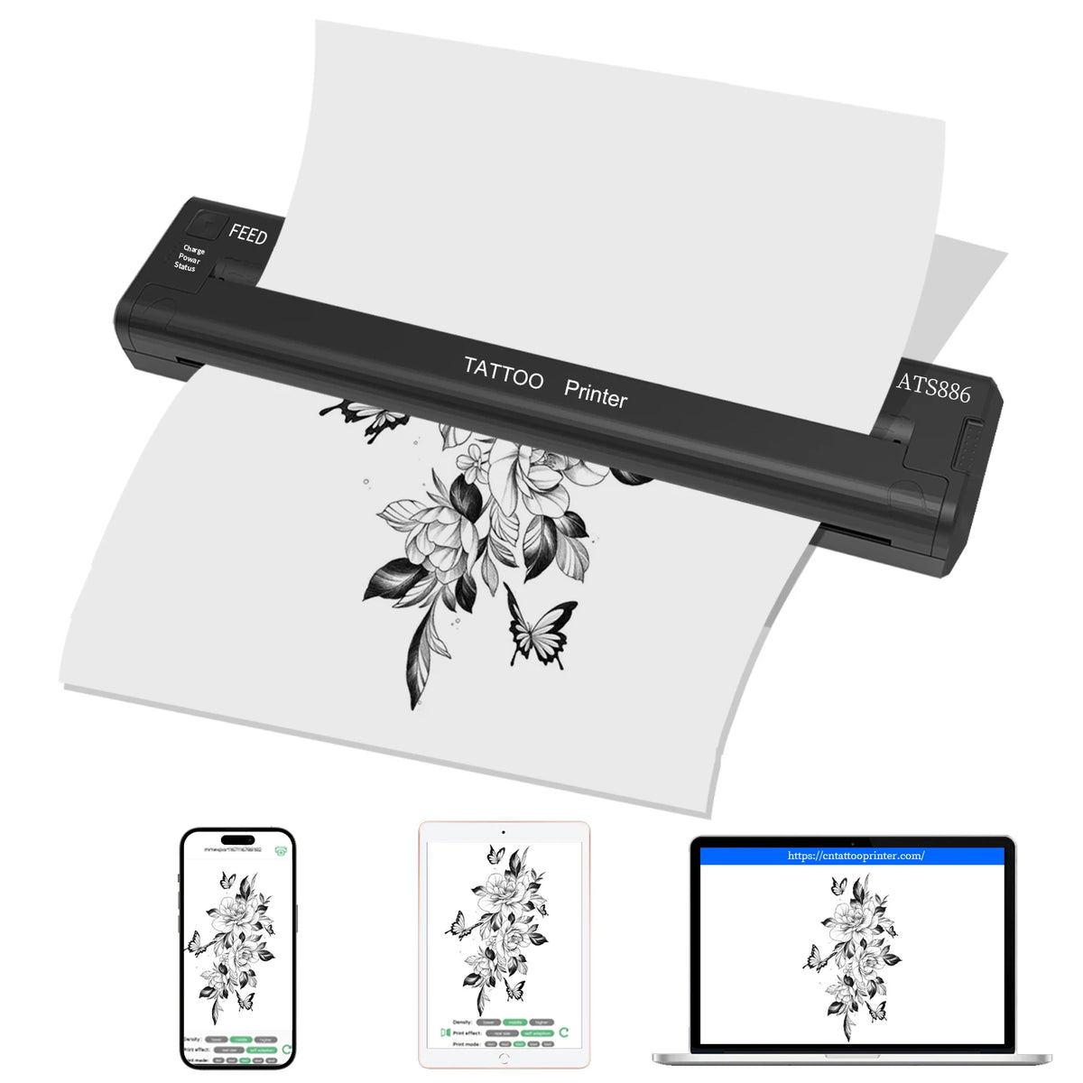 Wireless Tattoo Thermal Transfer Printer With Bluetooth Connectivity