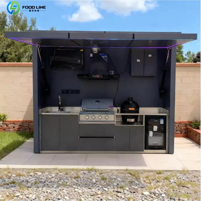 Outdoor Patio Kitchen BBQ Combo Weatherproof Storage Cabinet Stainless Steel Modular All in One Garden Backyard Customized
