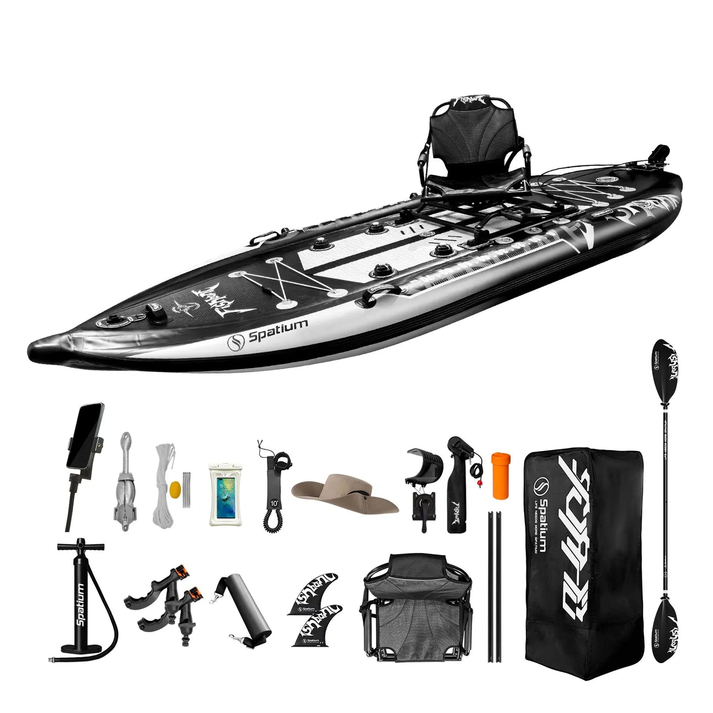 Spatium Inflatable Fishing Paddle Board Triple Chamber With Motor