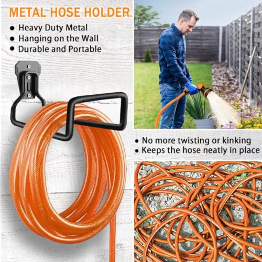 Heavy Duty Metal Garden Hose Hanger Wall Mount Storage Rack