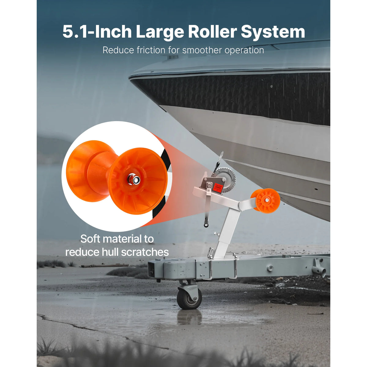 SucceBuy 1200Lbs Boat Trailer Winch Stand with Roller & 25ft Strap Boat Winch Mount for 2-3 x 3-4in Tongue Fit Jet Ski Sailboat