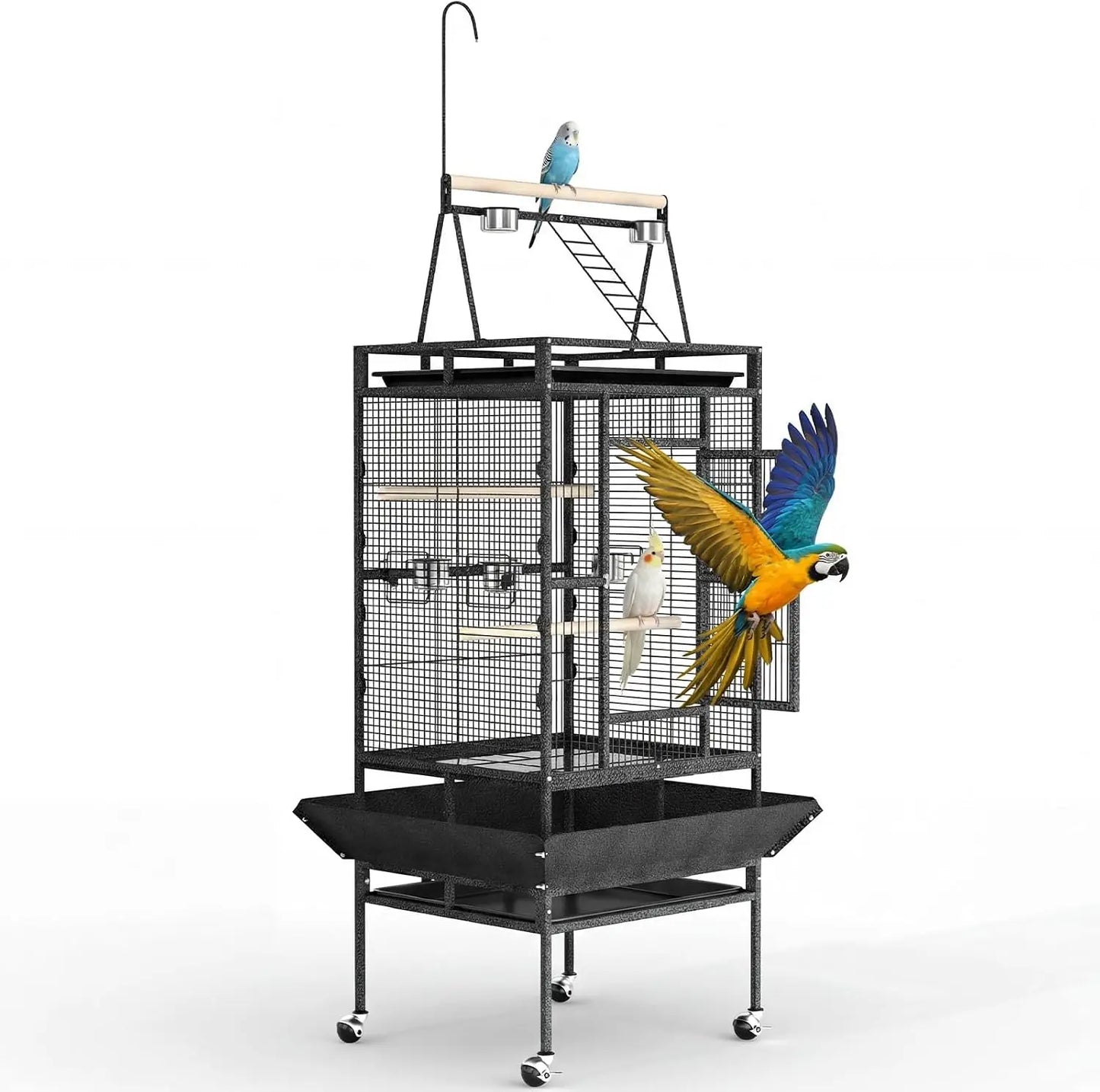 Spacious Indoor Metal Bird Cage With Play Top Stand