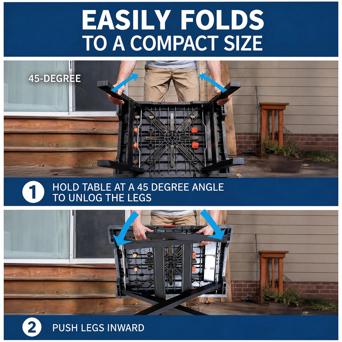 Himiss 2-In-1 Folding Work Table Sawhorse Heavy Duty Portable Workbench