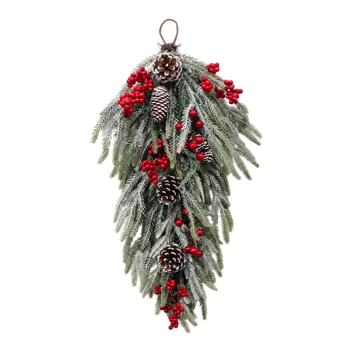 HiMISS Prelit Flocked Christmas Teardrop Swag With Timer