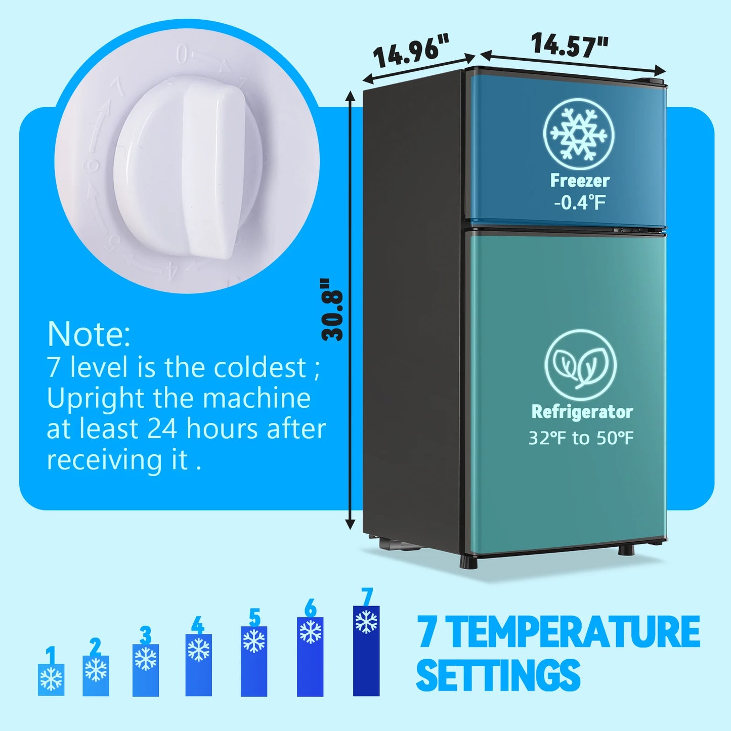 Wanai Compact Two Door Top Freezer Mini Refrigerator
