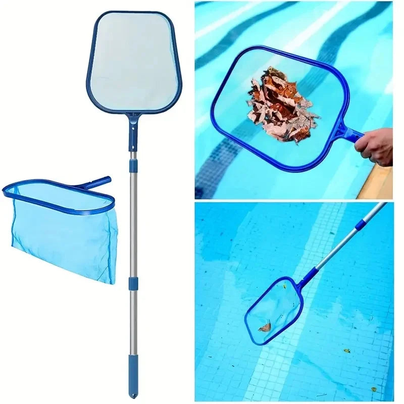 3pcs/Set Adjustable 17-40" Telescopic Pole Pool Skimmer Net Fine Mesh Leaf Skimmer for Cleaning Surface of Swimming Pools Hot Tubs Spas And Fountains Compatible with Aluminum/Pole Systems Suitable for Small Pools