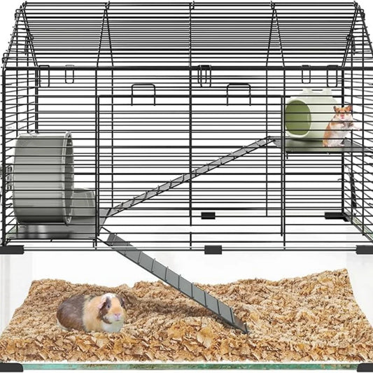 HiMISS Large Three Tier Hamster Cage With Tempered Glass Panels