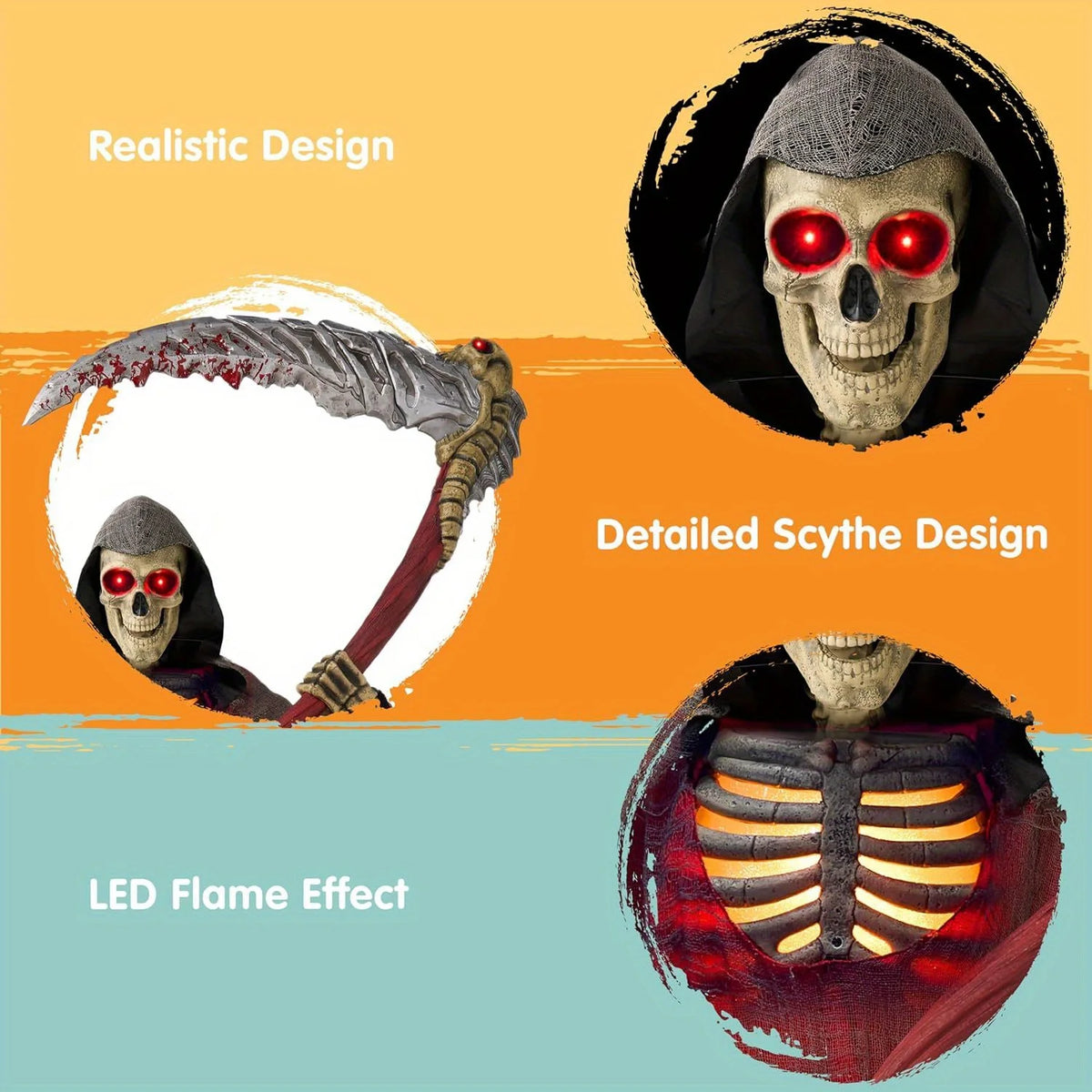 Animatronic Grim Reaper Halloween Outdoor Decor With Sensor