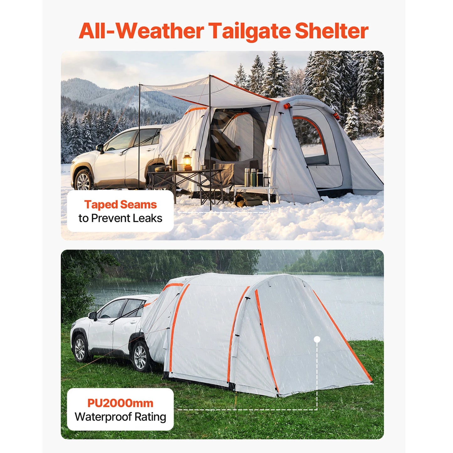 SucceBuy Inflatable SUV Tent with Awning 8x6.7ft 3-Season SUV Tailgate Tent w/Ventilated Doors & Mesh Window for Outdoor Camping