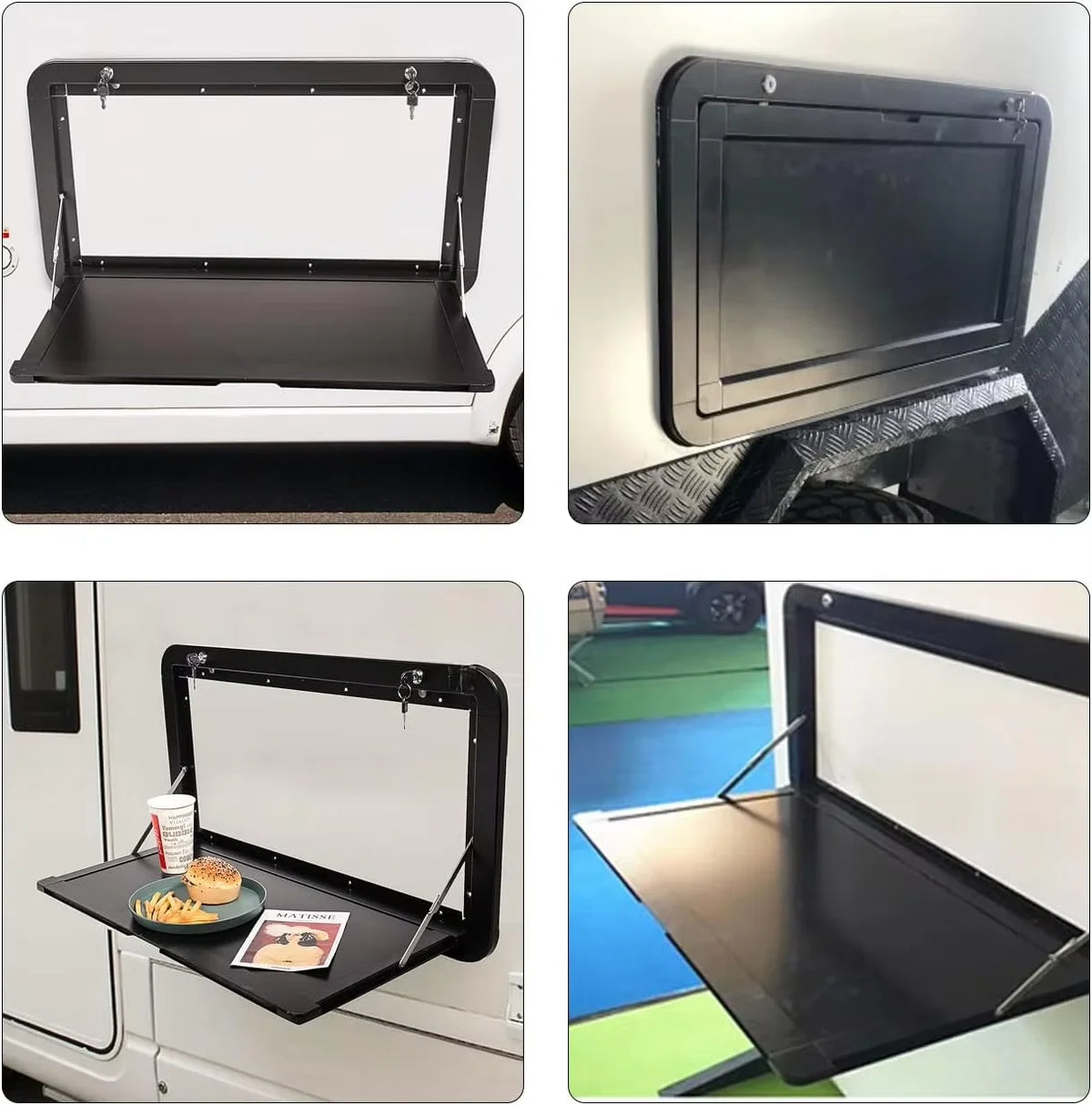 HWHongRV RV Wall Mounted Folding Table with Locking Switch Space Saving Fold Down Table for Camper Van Motorhome Boat 2 Sizes
