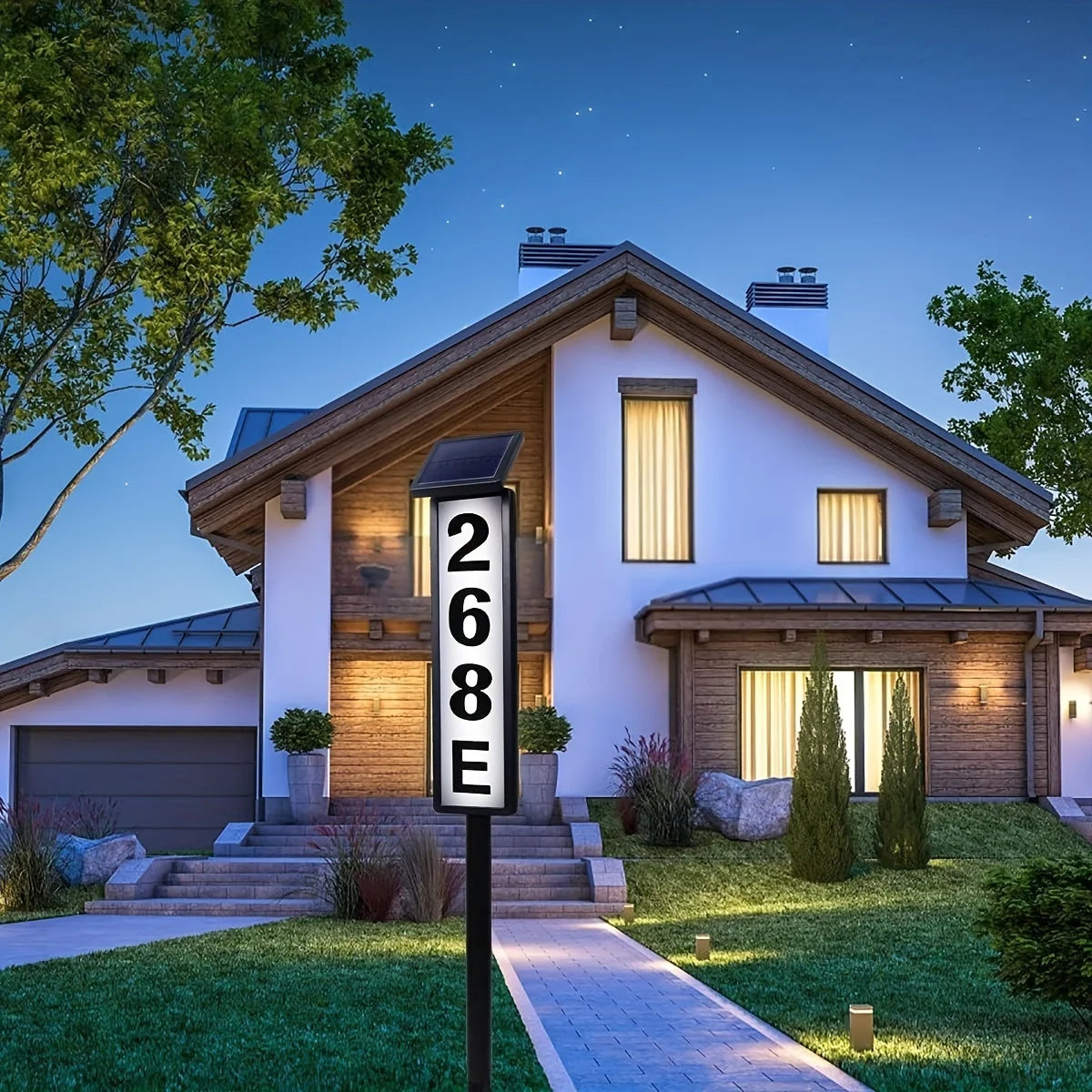 Solar Powered Outdoor Address Sign Ground Insert Lawn Light