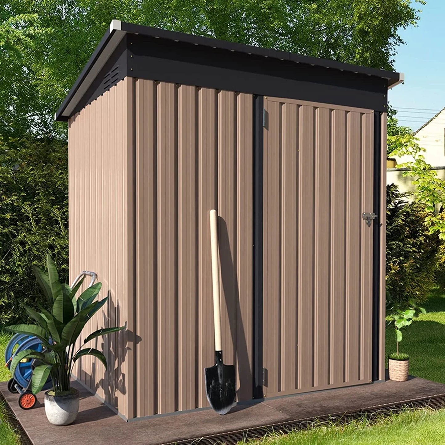Outdoor Plastic Storage Shed With Lockable Door For Yard Patio