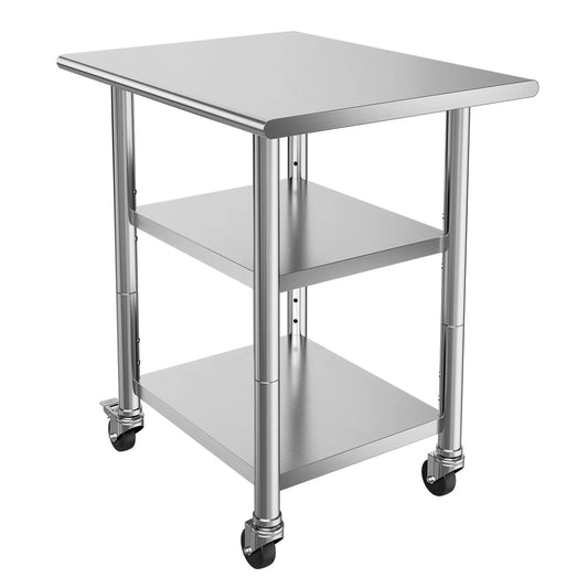 SucceBuy Stainless Steel Work Table With Wheels Commercial Kitchen Station