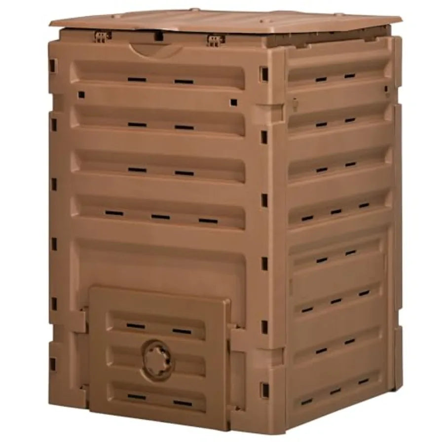 Outdoor Plastic Compost Bin With Dual Vented Sliding Doors