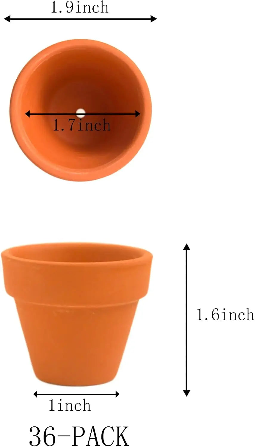 36 Mini 2" Clay Flower Pots with Drainage Holes for Succulents, Indoor/Outdoor Use, Wedding Favors