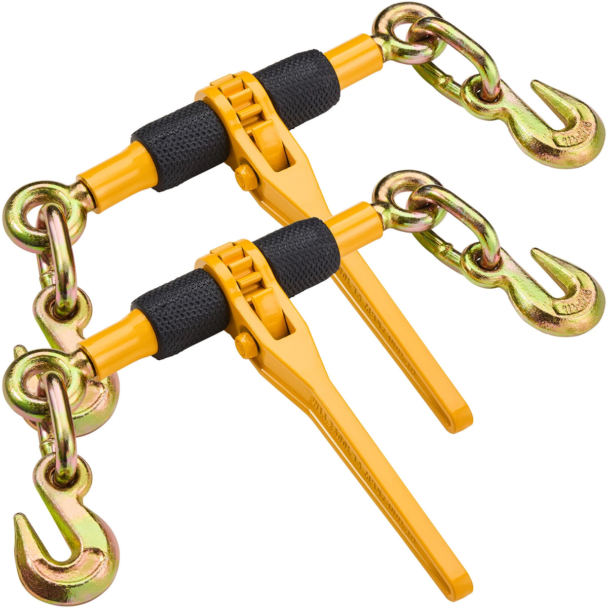 SucceBuy 2/4pcs Ratchet Chain Binders 1/4"-5/16" Load Binder with 2 Hooks Tie Downs Tow Chain for Flatbed Trailer Transport
