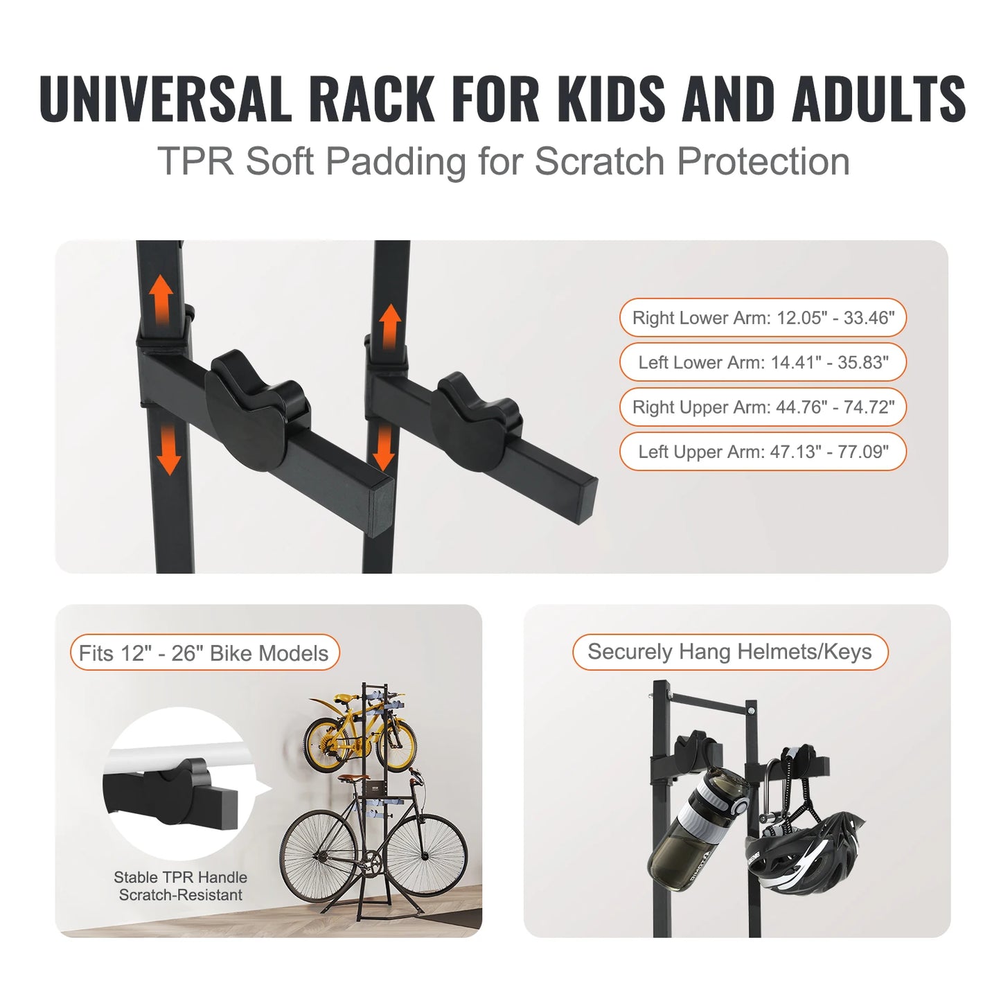 VEVOR Steel Adjustable Vertical Bike Storage Rack For Garage