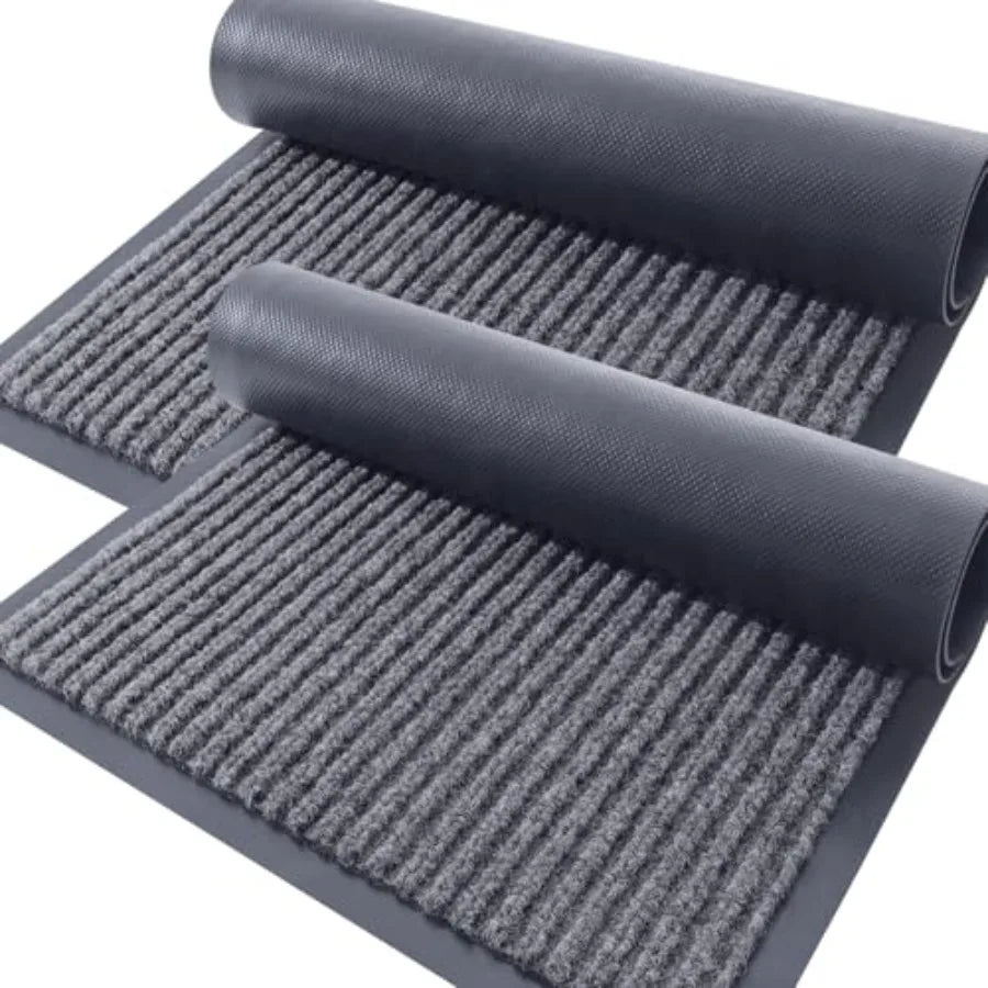 Front Door Mat Indoor Outdoor Entrance, 2-Pack 29.5 x 17 Inch, Waterproof Heavy Duty Doormat, Fade Resistant, Low Profile, Easy