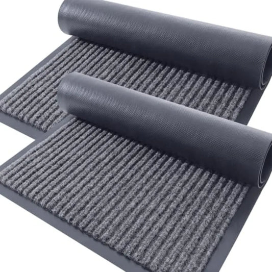 Front Door Mat Indoor Outdoor Entrance, 2-Pack 29.5 x 17 Inch, Waterproof Heavy Duty Doormat, Fade Resistant, Low Profile, Easy