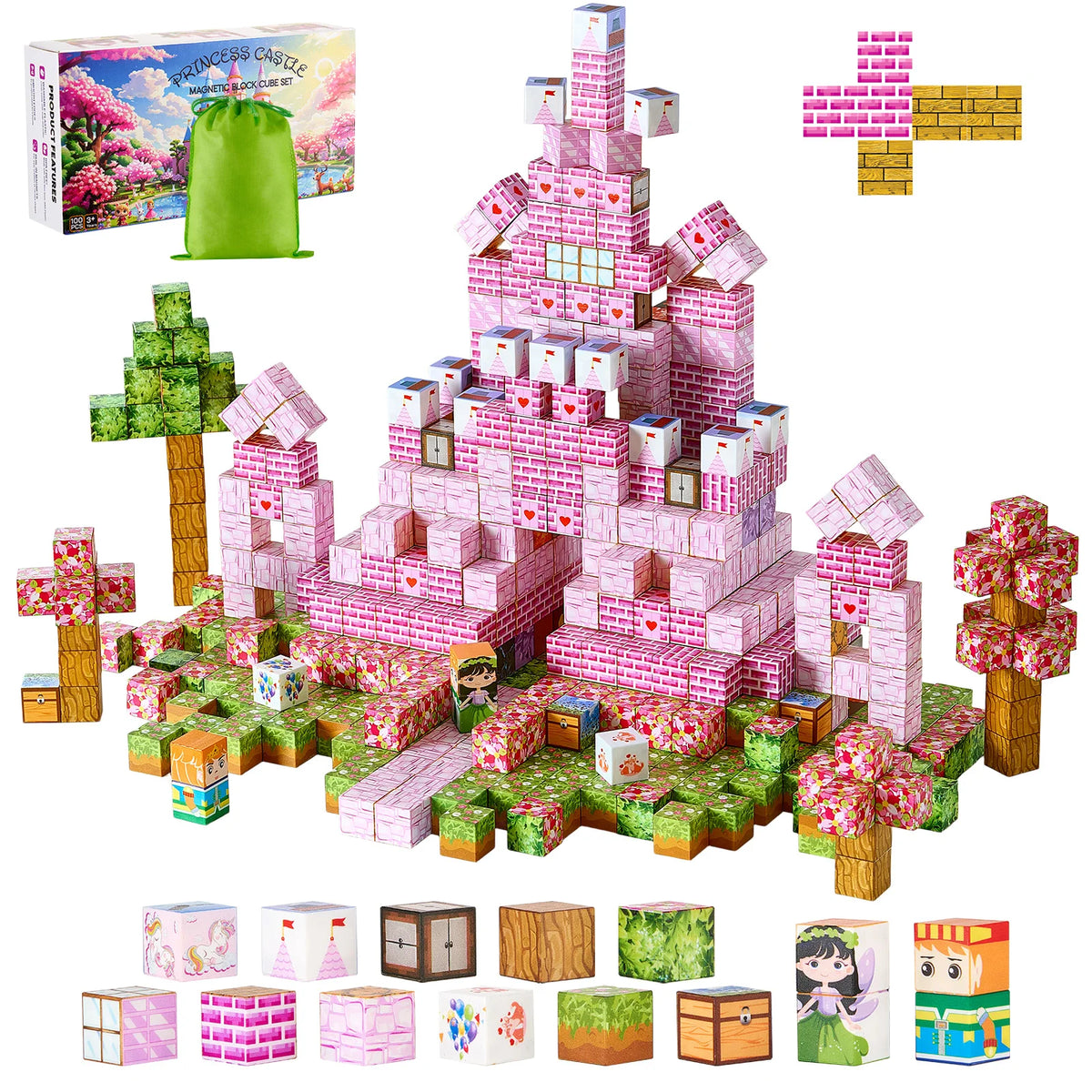 SucceBuy Princess Castle Magnetic Building Cubes For Kids