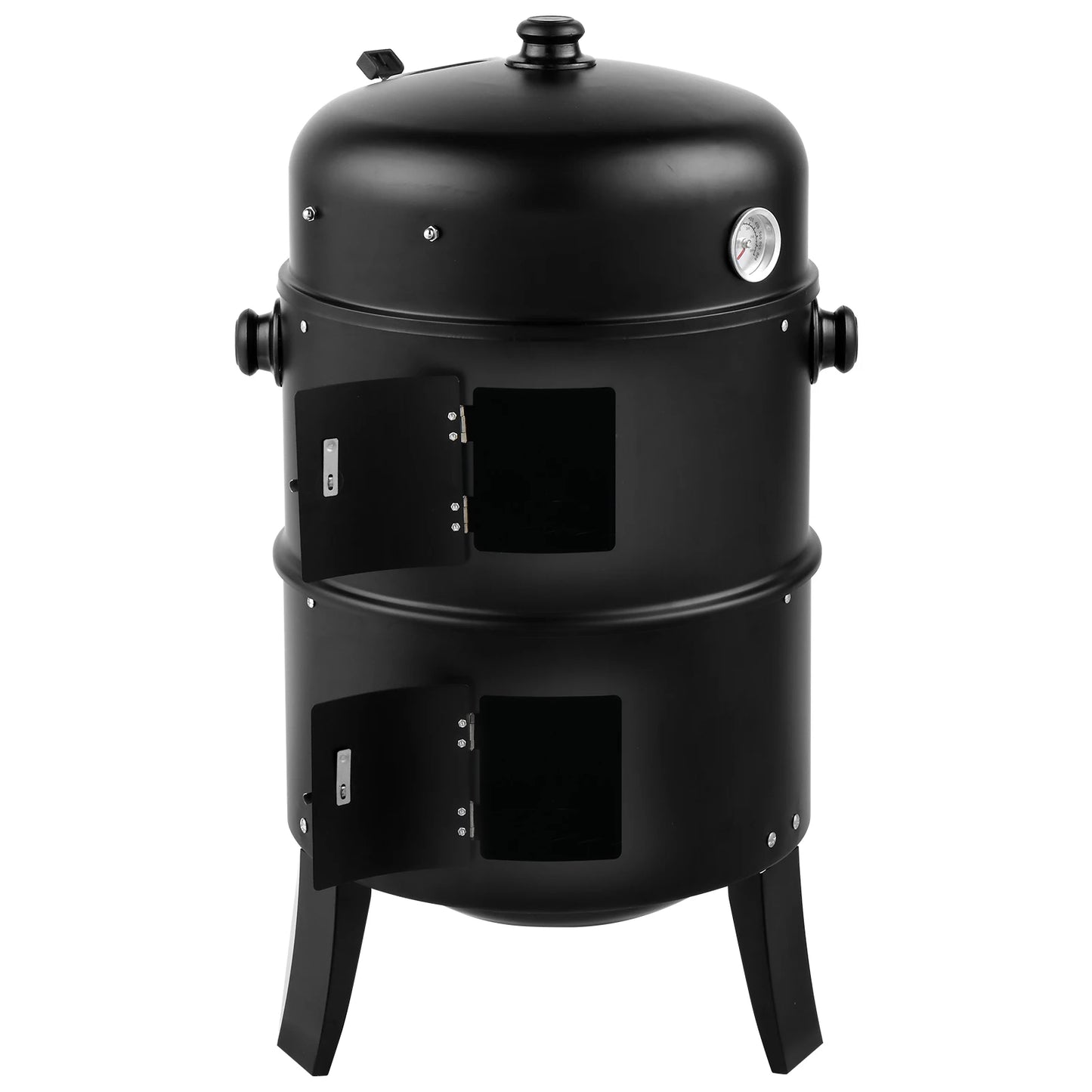 80 x 41 x 48 cm Iron Spray Smoker Carbon Grill Black Durable Portable for Outdoor Camping BBQ with Thermometer and Air Vent