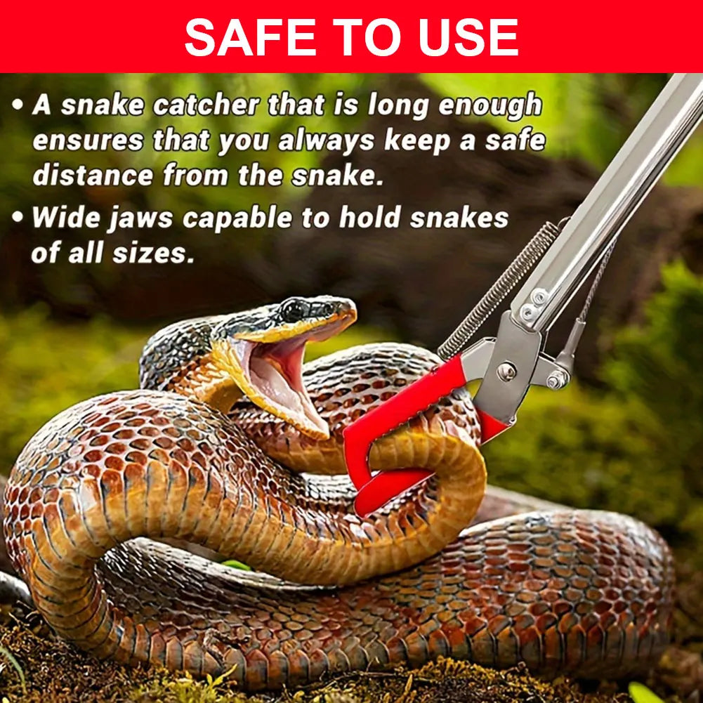 Stainless Steel Foldable Snake Tongs Wide Jaw Reptile Grabber Tool