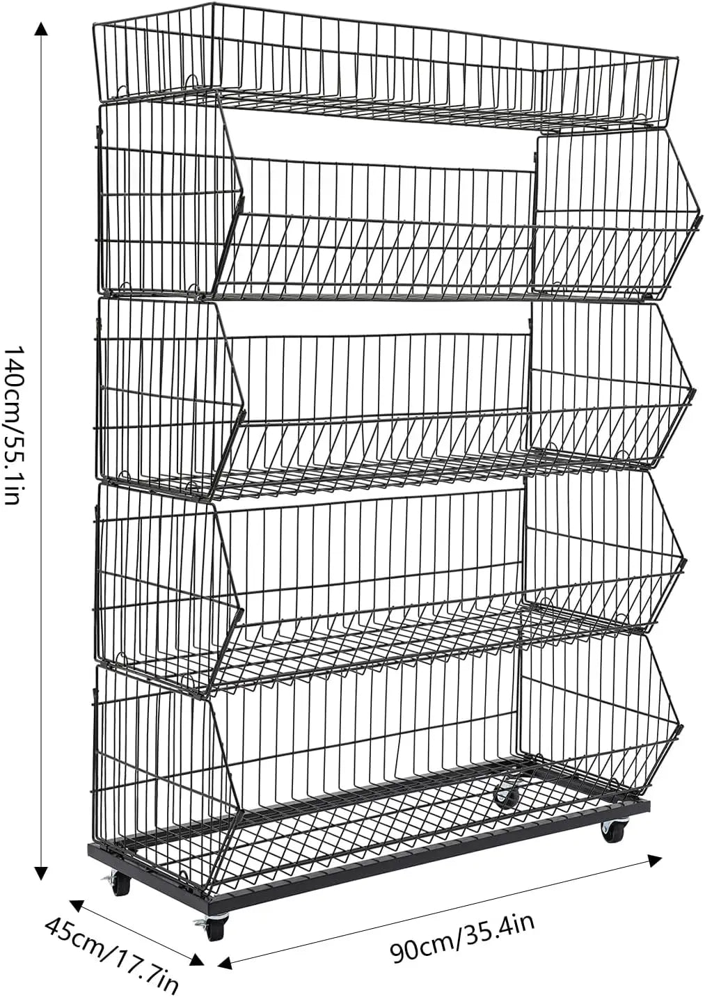 Multi Level Steel Wire Display Shelf For Supermarket Produce