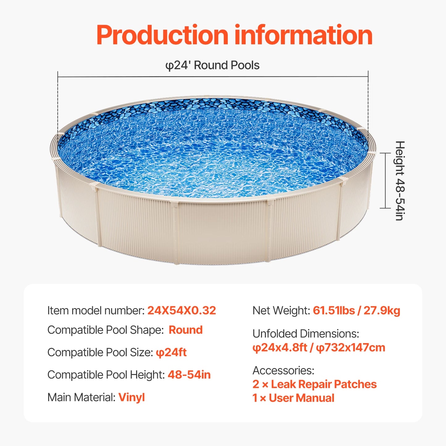 SucceBuy Swimming Pool Liner Replacement Vinyl Overlap Style