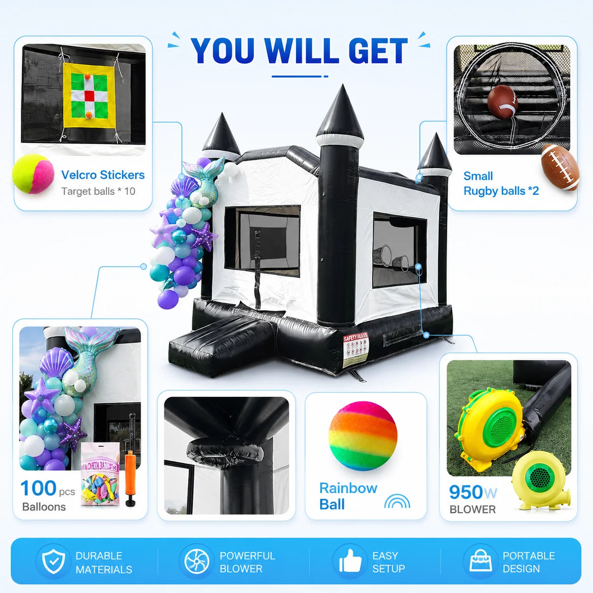 Commercial PVC Inflatable Bouncy Castle With Basketball Hoop For Kids