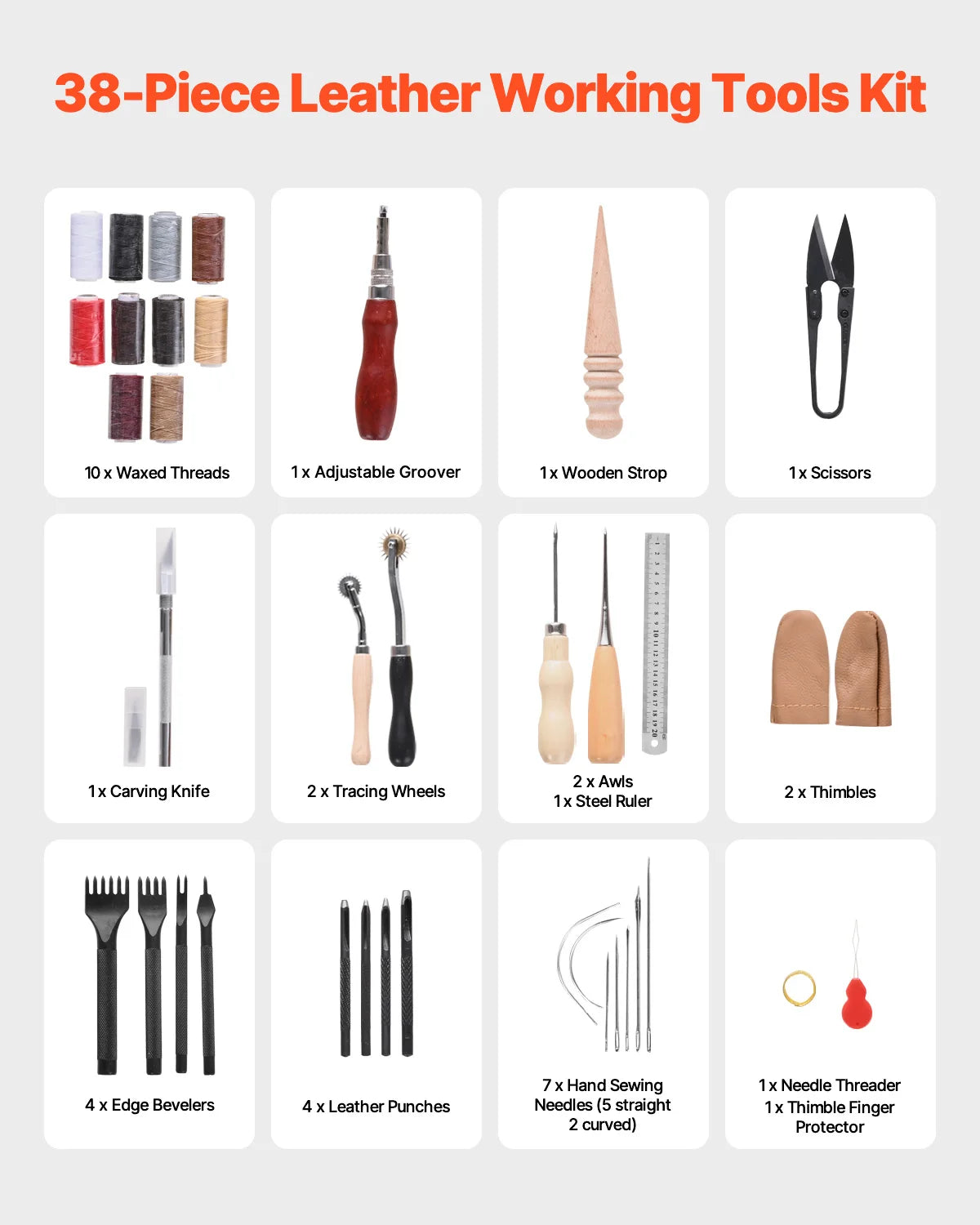 SucceBuy Leather Craft Tools Kit For Punching And Carving