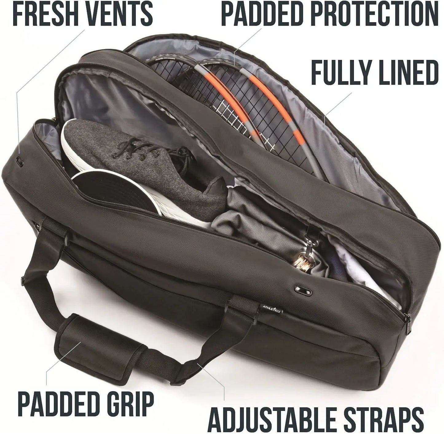 Four Racket Bag With Padded Compartments For Tennis Gear