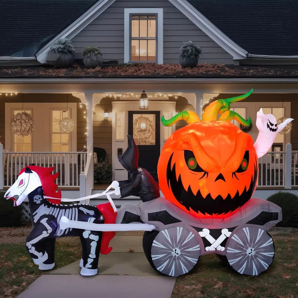 Joyfy Pumpkin Carriage Halloween Inflatable Outdoor LED Yard Decoration