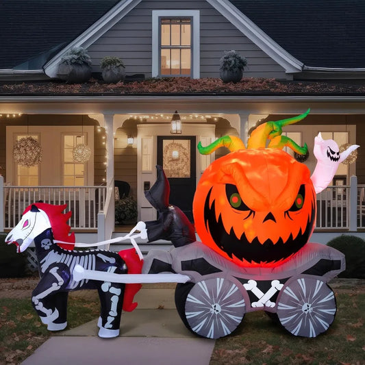 Joyfy Pumpkin Carriage Halloween Inflatable Outdoor LED Yard Decoration