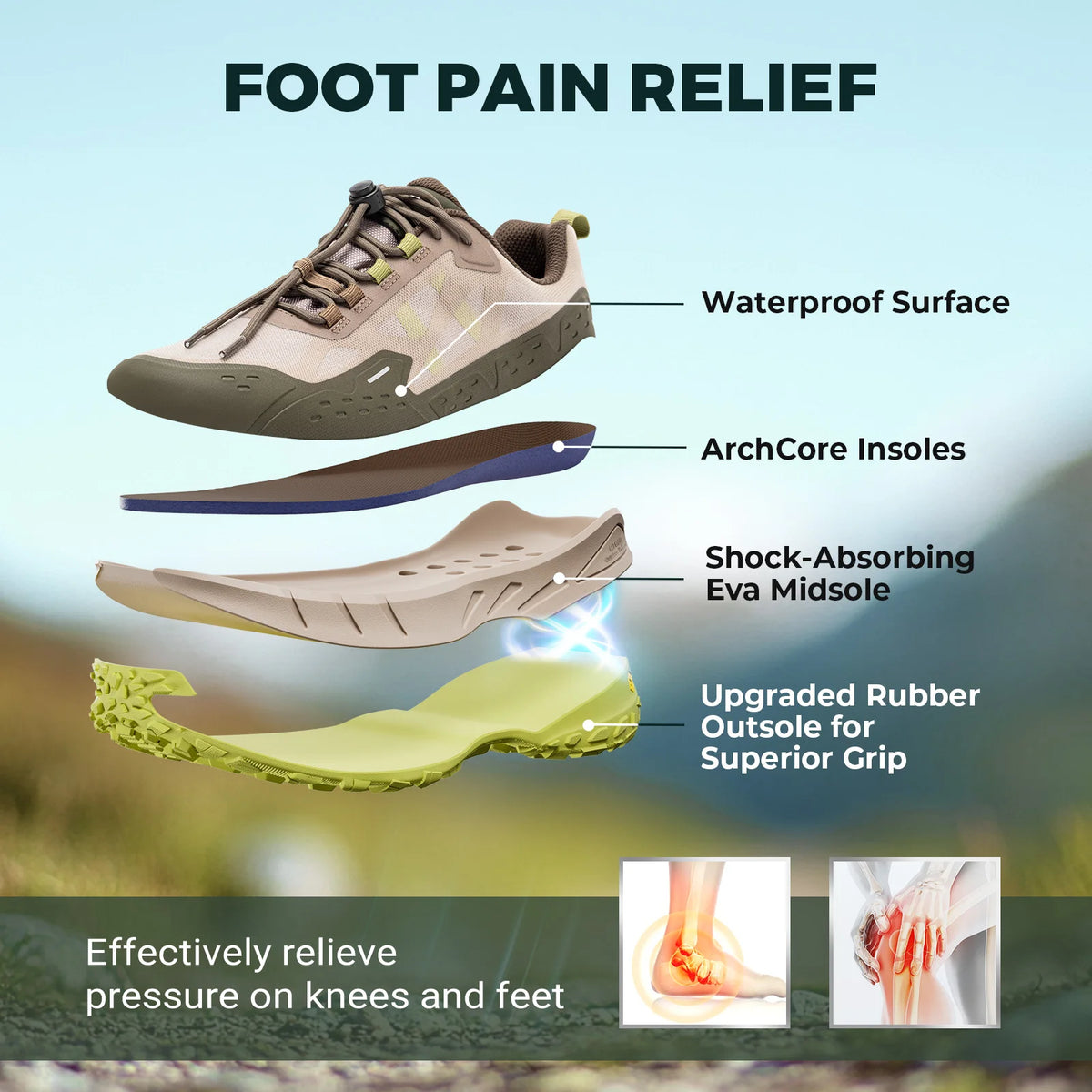 FitVille Men'S Wide Waterproof All-Terrain Hiking Trekking Shoes, Slip-Resistant Quick Lace Walking Trainers, Comfort Outdoor Sneakers For Travel, Camping, Running, Wide Feet & All Day Standing