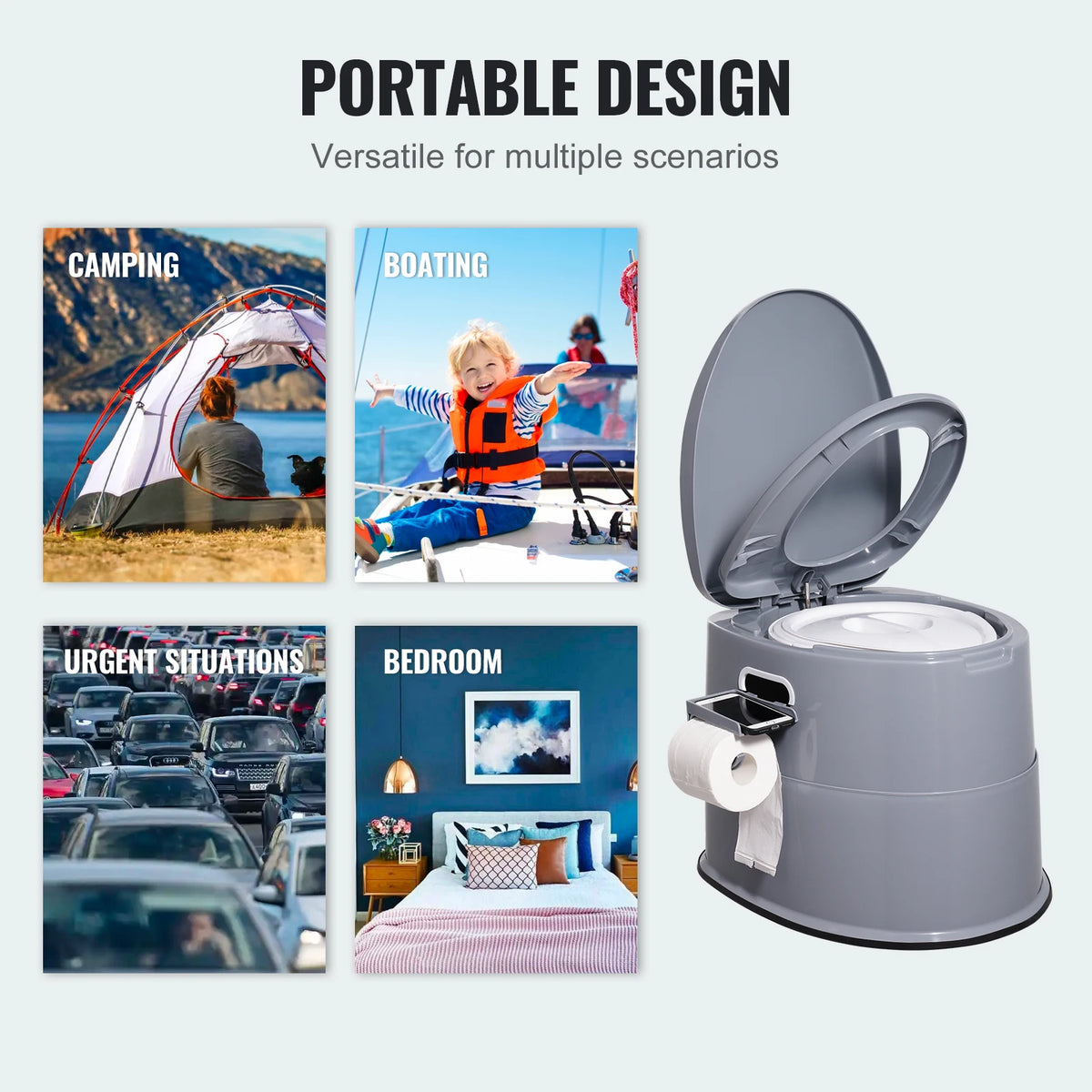 SucceBuy Portable Gravity Flush Camping Toilet With Detachable Bucket
