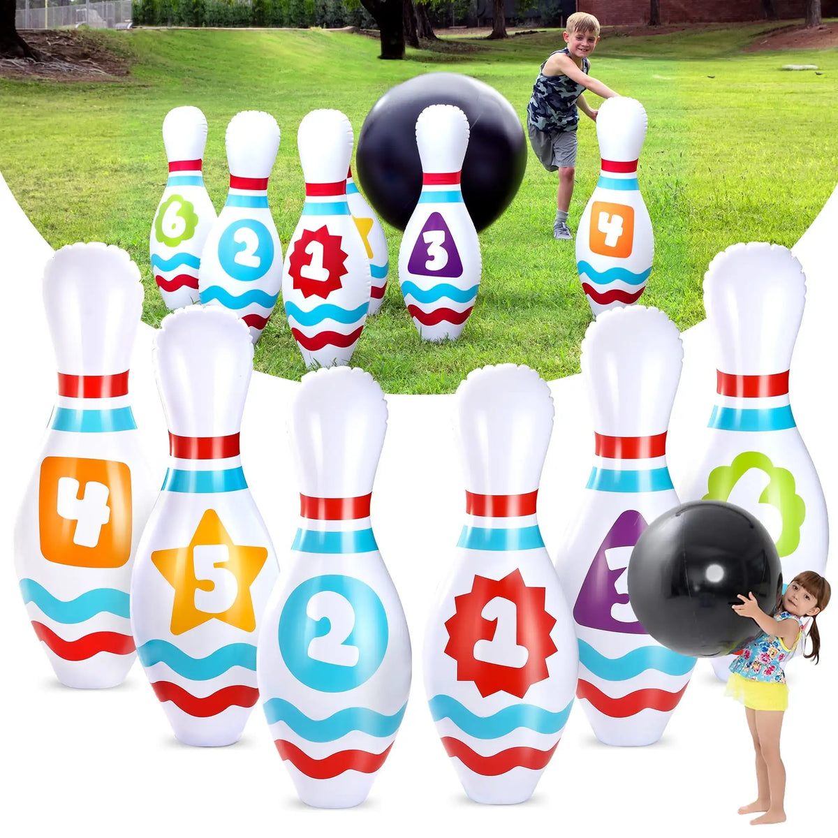 Joyfy Inflatable Bowling Set for Kids and Adults Party Toy