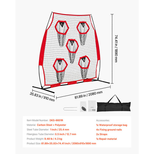 SucceBuy Football Throwing Trainer Net With Target Pockets for Practice