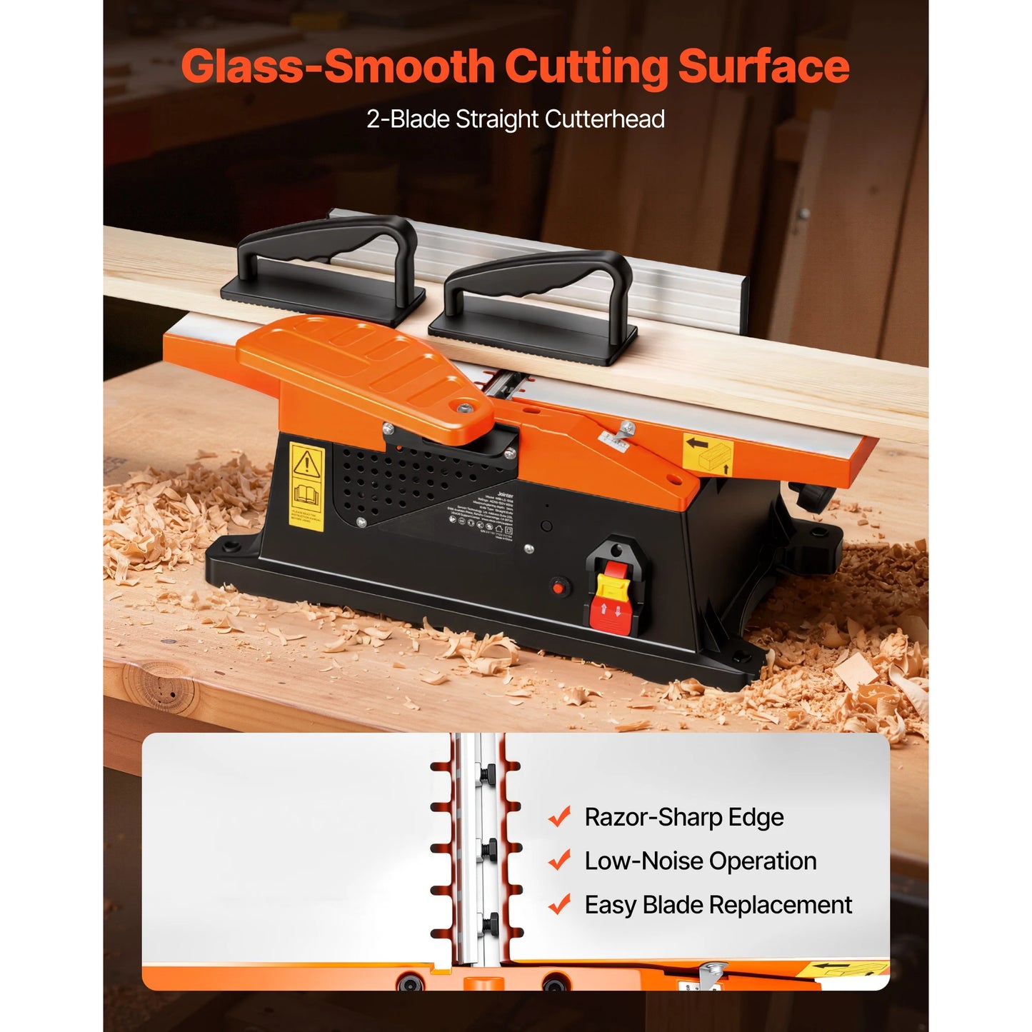 SucceBuy 2HP Benchtop Jointer With Adjustable Fence For Woodworking