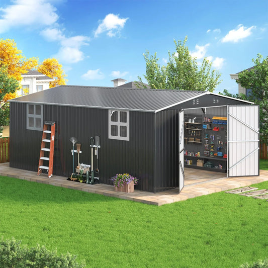 Outdoor Plastic Storage Shed With Lockable Door And Waterproof Frame
