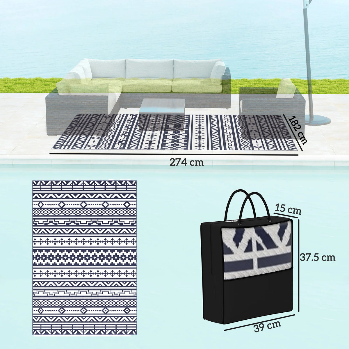 Modern Geometric Polypropylene Indoor Outdoor Area Rug
