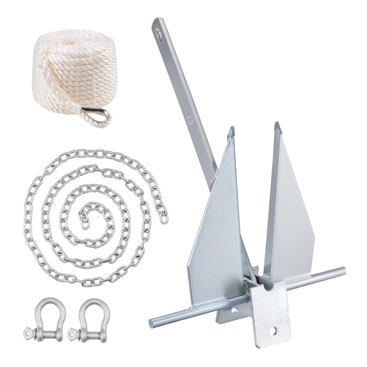 SucceBuy Galvanized Steel Fluke Anchor Kit With Chain And Rope