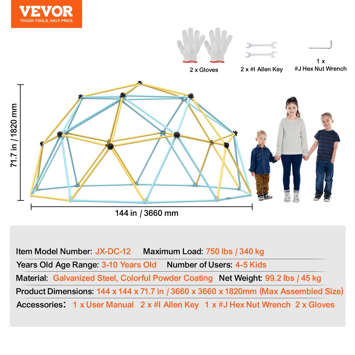 SucceBuy Outdoor Climbing Dome With Hammock And Swing Playset